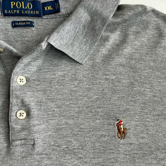 Polo Ralph Lauren Polo Shirt Men's Gray Pony Classic Fit Soft Cotton XXL - Picture 10 of 11